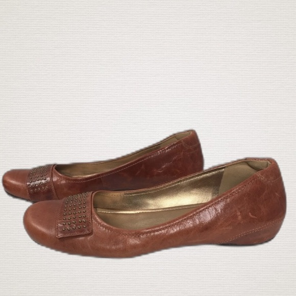 Ecco Shoes - Ecco sz 41 10-10.5 brown studded leather flats